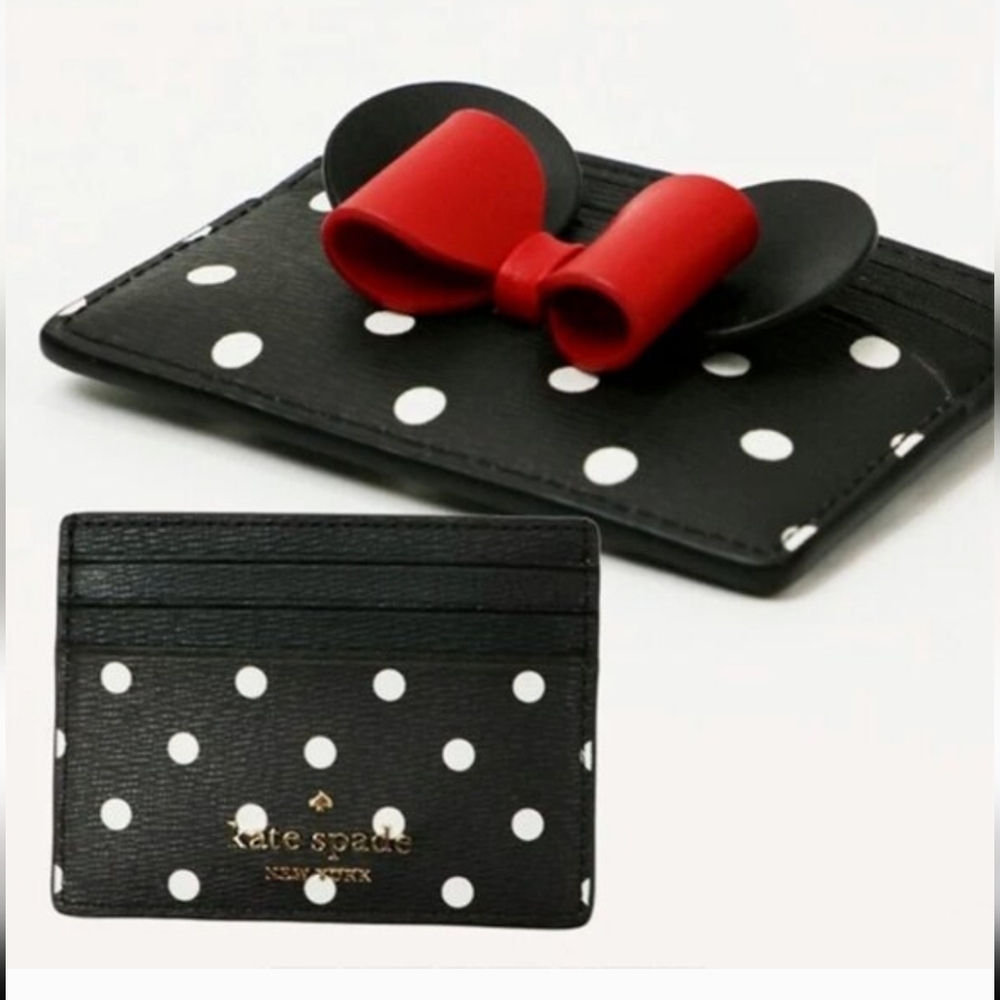 Kate Spade Minnie Black and White Polka Dot Card Holder NWOT